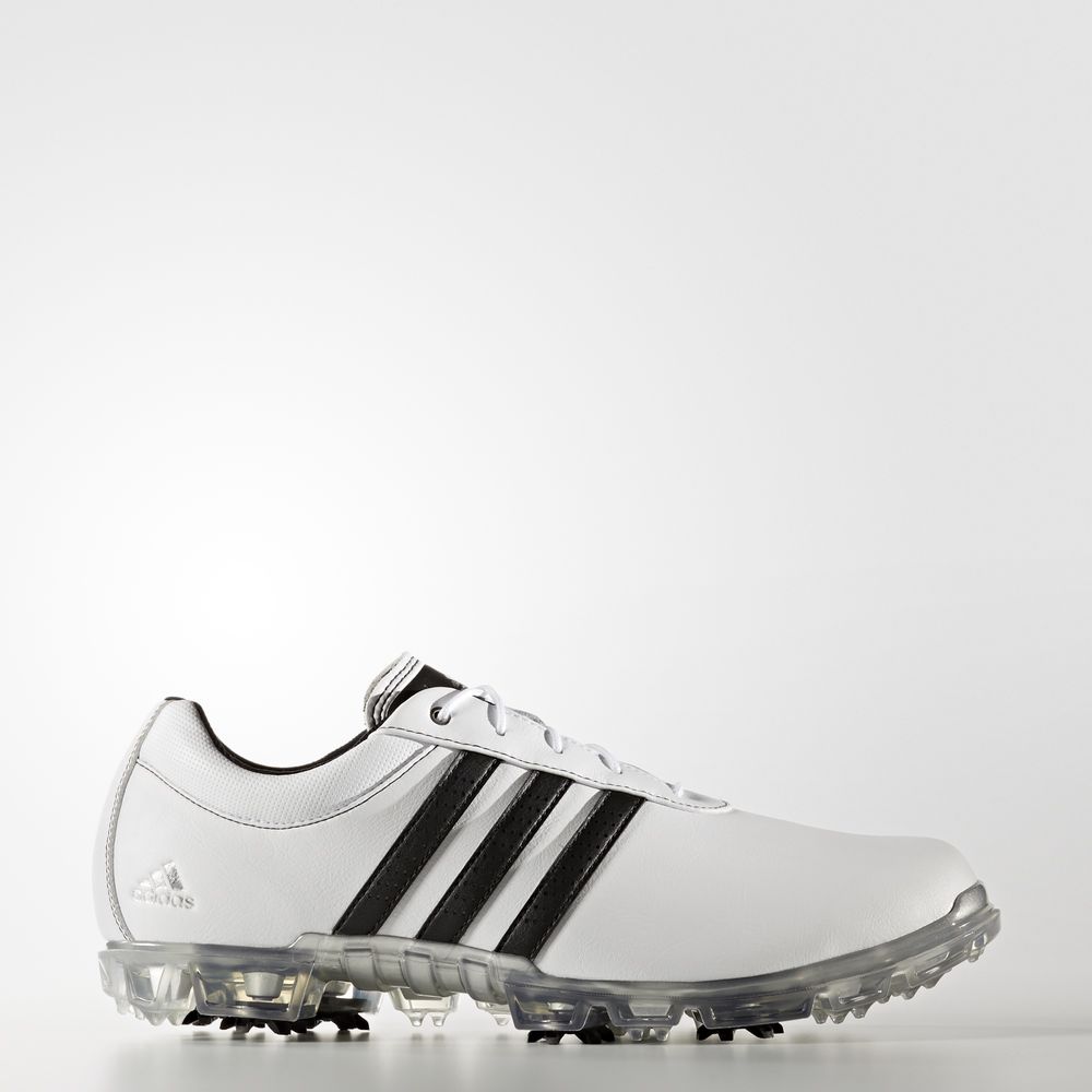 Adidas Adipure Flex Wide - παπουτσια γκολφ ανδρικα - Ασπρα/Μαυρα/Ασημι Μεταλλικός,Μέγεθος: EU 36 – 5